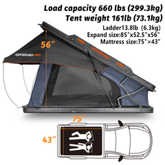 OPENROAD Aluminum Hard Shell Roof Top Tent-PeakRoof LT Series - (PP2PL250016)