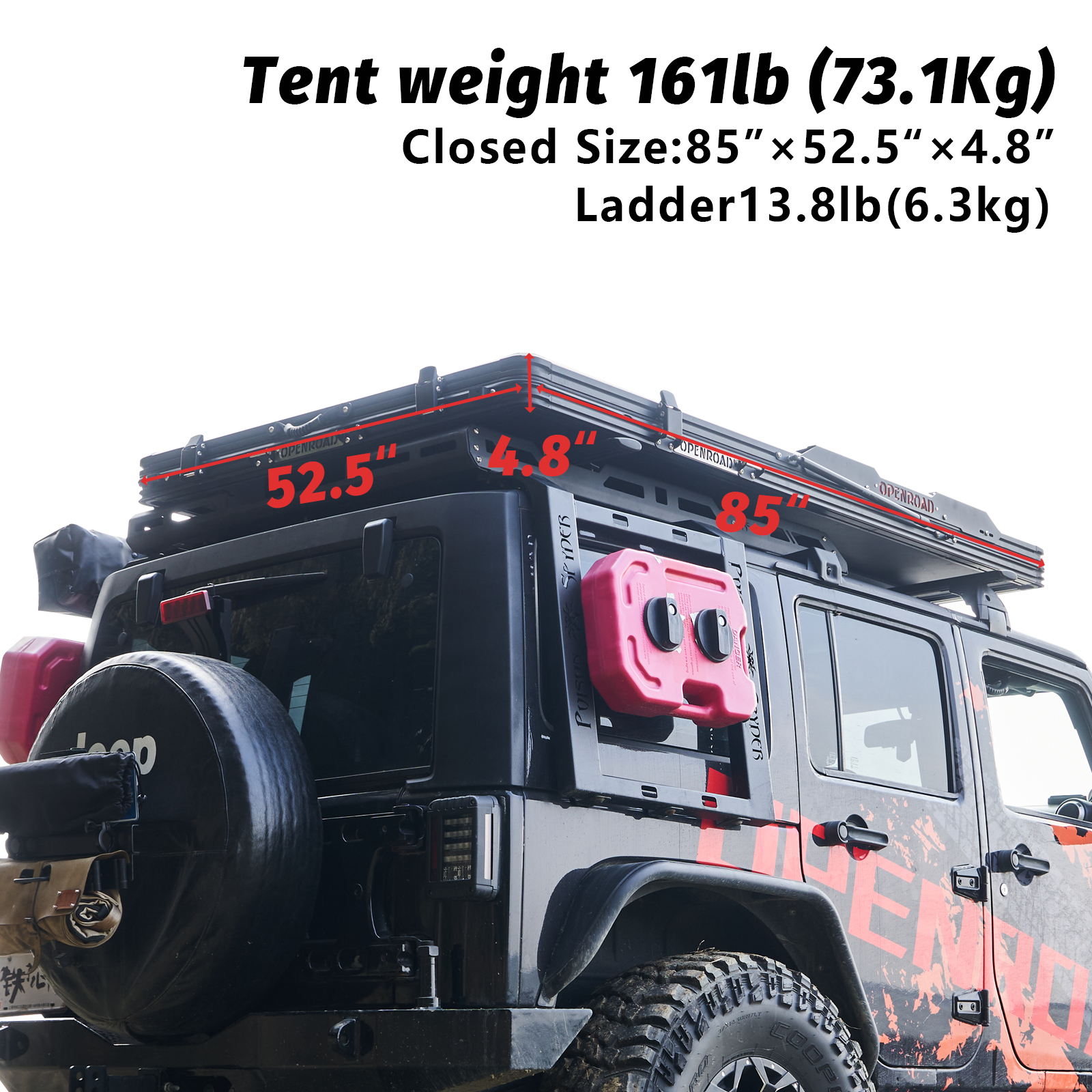 roof top tent weight OPENROAD Aluminium Hard Shell Roof Top Tent-PeakRoof LT Series, RTT with Insulated RTT Liner