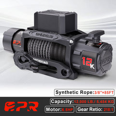 OPENROAD 12,000lbs Winch with Synthetic Rope-Panther Series 3S PP2PL10011